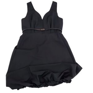 SALVATORE FERRAGAMO BUBBLE BOTTOM BLACK COCKTAIL DRESS BELTED SIZE 44 - USA 10